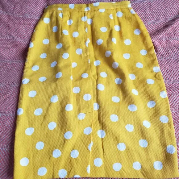 Vintage Sunny Yellow and White Polka Dot Skirt Suit S. 8 Retro/Summer/Fun - Picture 2 of 6